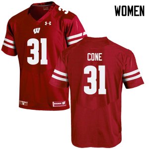 Women's Wisconsin Badgers NCAA #31 Madison Cone Red Authentic Under Armour Stitched College Football Jersey IF31R75OM